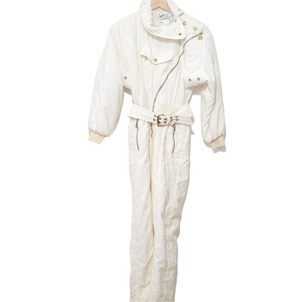 VTG 80s 90's KAELIN Women's Size 6 One Piece Bib Ski Snow Suit Ivor- fits 0-2